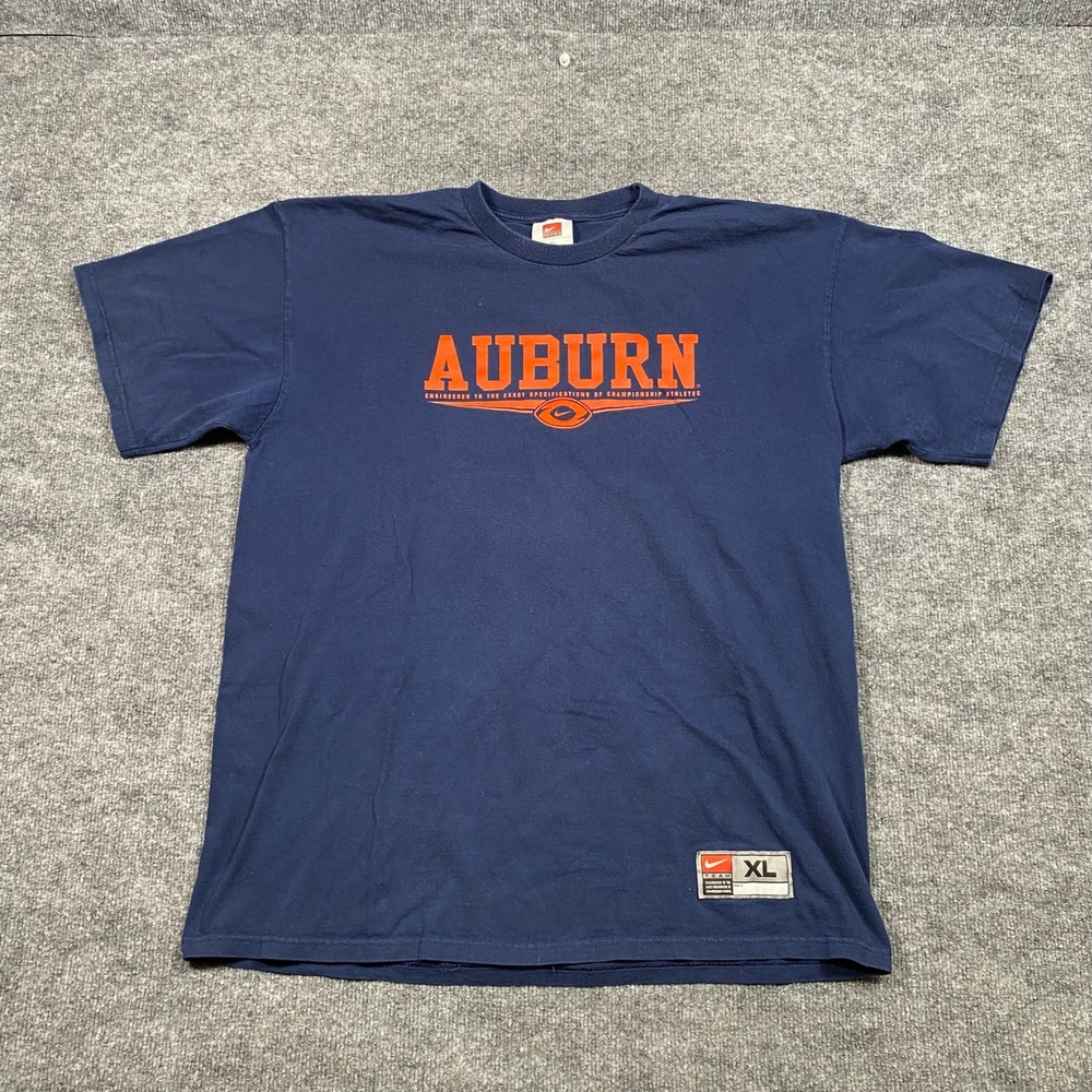Nike Team Auburn Tigers T-Shirt Mens‎ XL Navy Blue Orange Graphic NCAA Tee